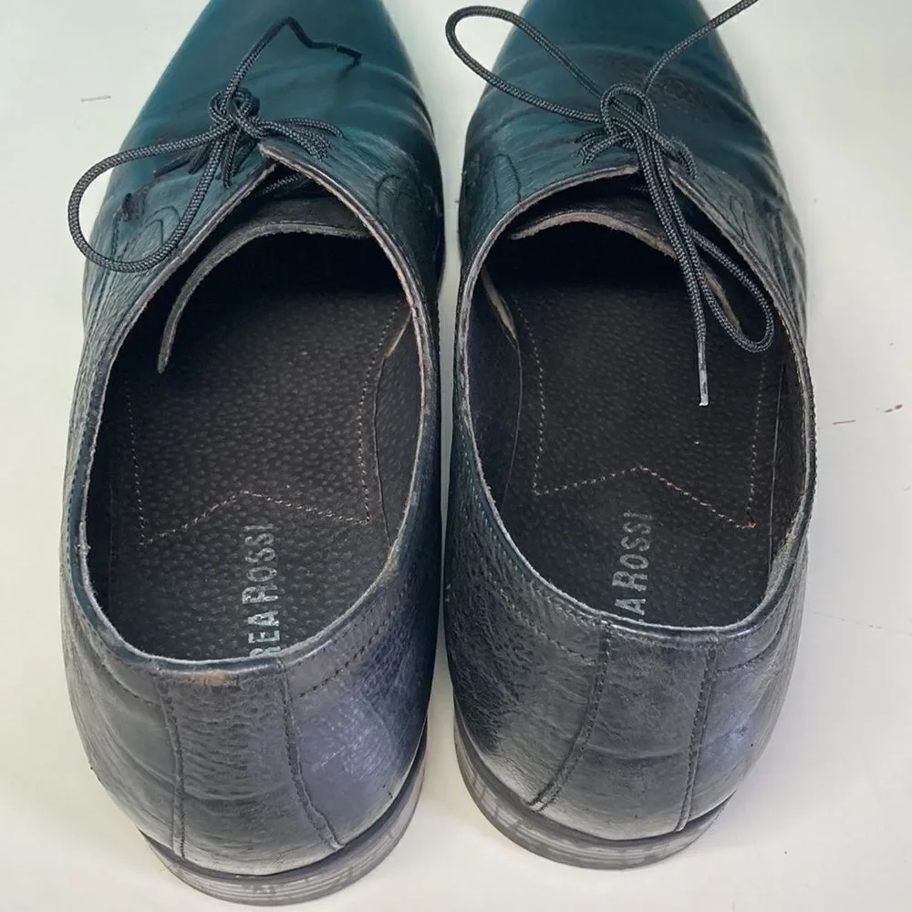 Andrea Rossi Mens Black Leather Lace Up Dress Shoes  Size 43 10 US